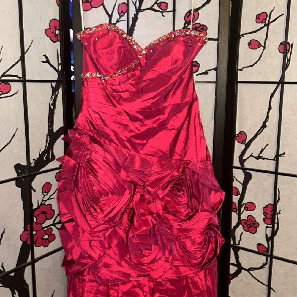 Raspberry colored long gown by Cinderella